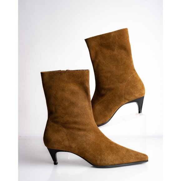 Zara Womens Split Suede Leather Ankle Boots Brown US 9 EU 40 New 1112/410 - Picture 2 of 9